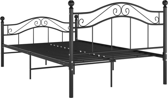 vidaXL - Bed frame met hoofdbord - Zwart - Metaal - 120x200 cm | Leen Bakker