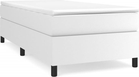 The Living Store Sommier tapissier Easy Sleep - Double - Cuir artificiel - Wit - 193x90x35cm - Cuir artificiel durable