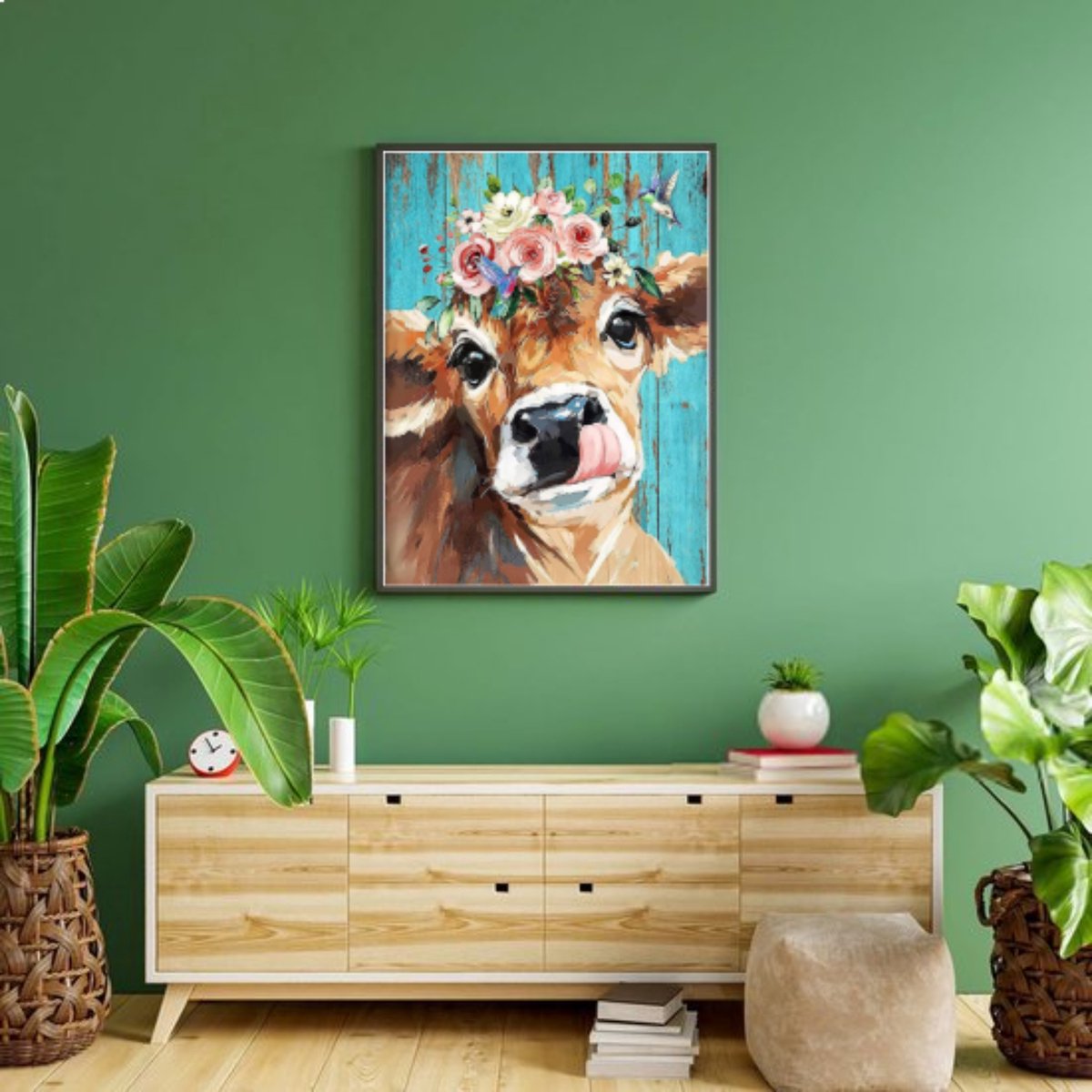 BOTC Diamond Painting Volwassenen - Diamond Painting Kinderen - Diamond Painting Pakket Volledig - 30x40CM - Bloemen en koeien — afbeelding 3