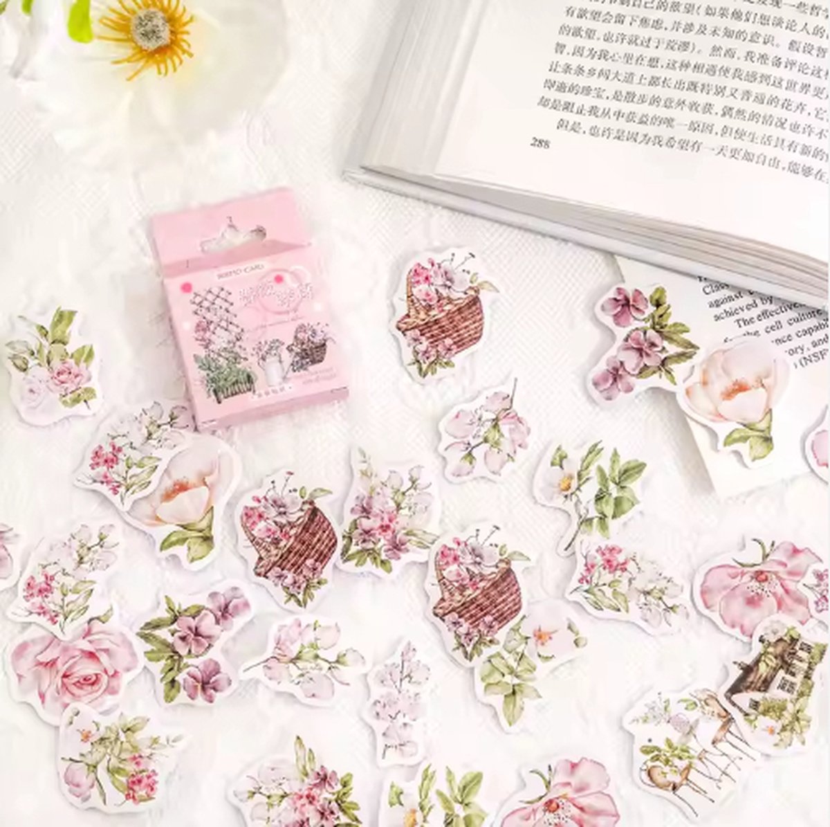 Bullet Journal Stickers - Planner Agenda Stickers - 46 Stuks - Roos - Buiten - Bloemen - Scrapbook stickers - Bujo stickers - Stickers volwassenen en kinderen