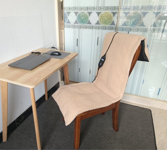 VH Regelbare stoel verwarmer "Vulcano" - Teddy Abrikoos kleur - 40 x 120 cm (100 Watt) - Met LCD controller - 8 warmte standen