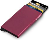 Walletstreet Slim Fit Extensible Porte-Carte - Porte-Carte de Crédit en Aluminium - Protecteur de Carte Anti-Skim / RFID Protecteur de Carte 8 Cartes - Rouge Bordeaux