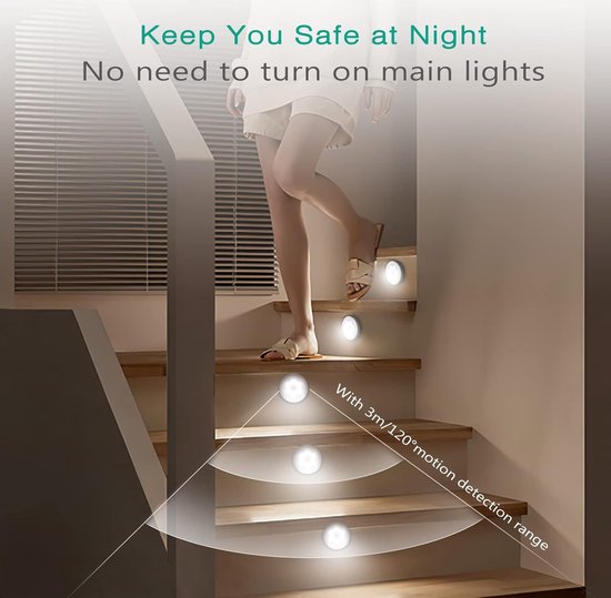 KCVV Led-Nachtlampje 3 stuks- met bewegingsmelder-Nachtlampje Babykamer- Nachtlamp op Batterij -Draadloos Sensor - Kinderen & Baby -wit wit licht van KCVV — afbeelding 3