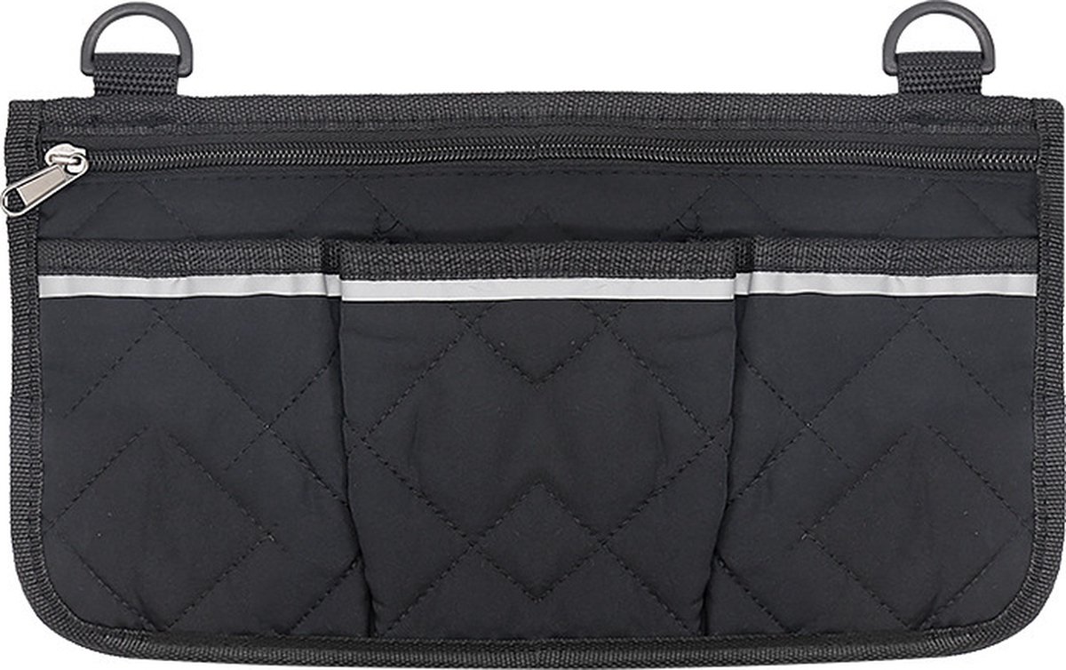 Goedkoopste Rolstoel zijtas met reflecterende strip, rolstoeltas rolstoel armsteun accessoires tas zijvak opbergruimte ophangbevestigingen organizer voor buiten babykar rollator elektrische scooter ouderen senioren volwassenen