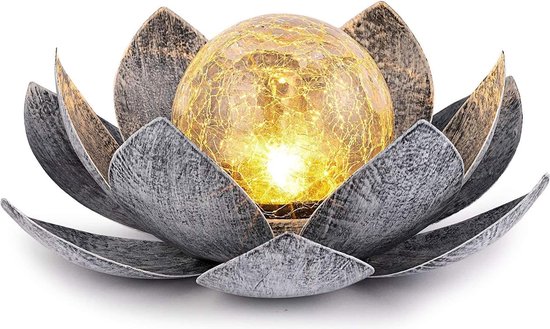 ZKLiLi Lotus Solar verlichting, solarverlichting, tuin, buiten, voor lotus- verlichting, achtertuin, decoratie, verlichting voor gazon, trottoir, landschap, vloer, waterdichte metalen