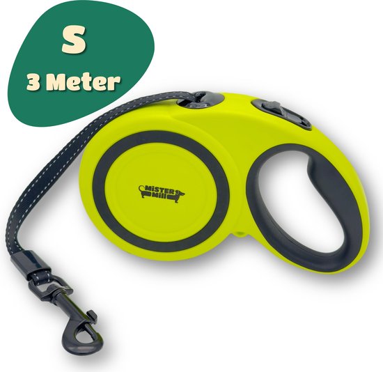 Mister Mill Rollijn Hond 3 Meter - S - Uitrolriem - Hondenriem 3 Meter - Hondenriem Uitrolbaar - Flexibele Hondenlijn - Automatische Hondenriem - Hondenriem met Remknop - Sterke Hondenrollijn