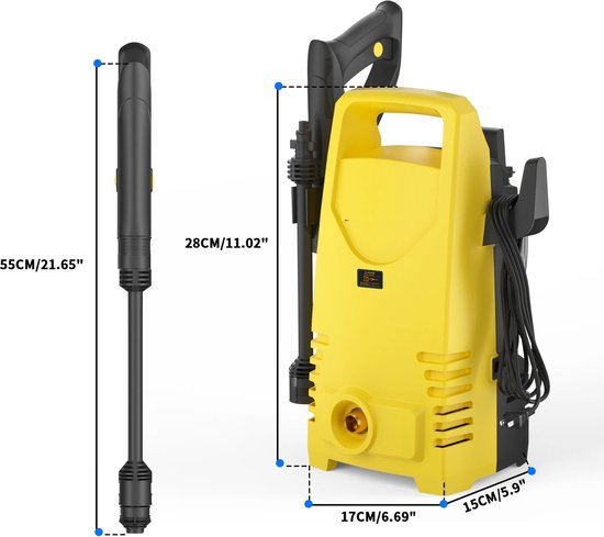 Betaalbare Goederen® Hogedrukreiniger - 500W - Geel - Wash - Auto - Straat - Caravan - 350 bar - Hoge Druk Reiniger van Merkloos	 — afbeelding 2