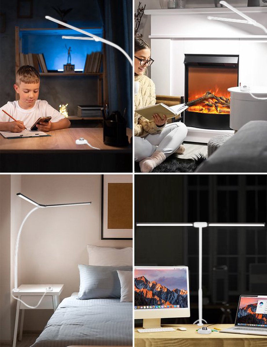 Lampen District® - Bureaulamp – Bureaulamp LED Dimbaar – Bureaulamp met Klem – Hobby werklamp – 5 Helderheidsniveaus & 10 Lichtstanden thumbnail 4