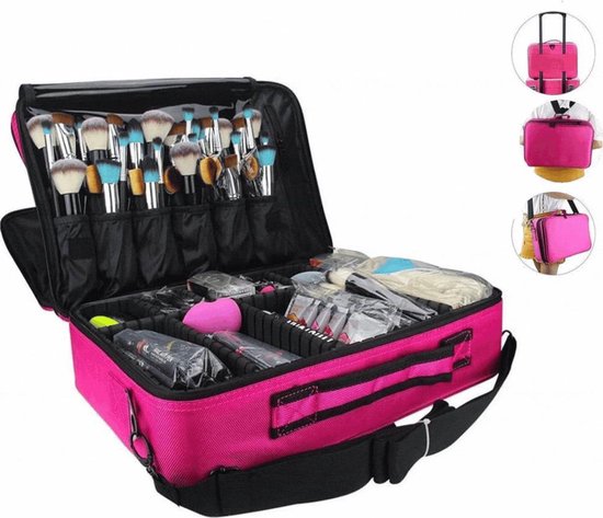 Beautycase / Zwarte kleur | functioneel om alle beauty gereedschappen overzichtelijk op te bergen - Kappers - Tatoeages - Nagels - Visagie - Make-up - Cosmetica - Schmink -