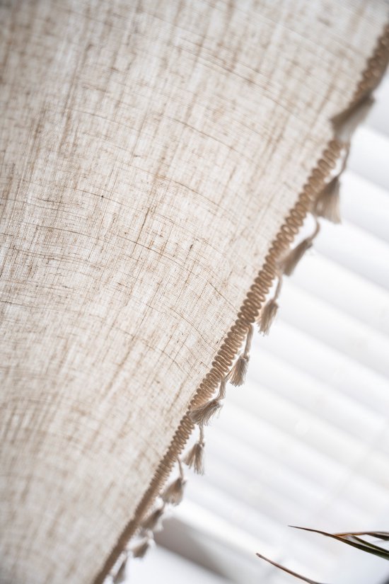 Boho Rideaux Pour Salon Vintage Gland Crochet kanten Panneaux Pour Chambre Fenêtre Ferme Rétro Creux Sheer Rideaux, 59"w × 63"l (150cm x160cm) -2 Panneaux-Beige Cube