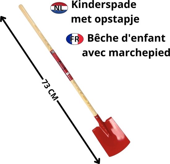 Synx Tools Kinderspade met opstapje Rood - Kinderspade - schepjes - Bats / Spade - Buitenspeelgoed - Tuinierspeelgoed - Zandbakspeelgoed - Speelgoed - Schopje - Kinderen - Totale lengte 73cm van Synx Tools — afbeelding 2