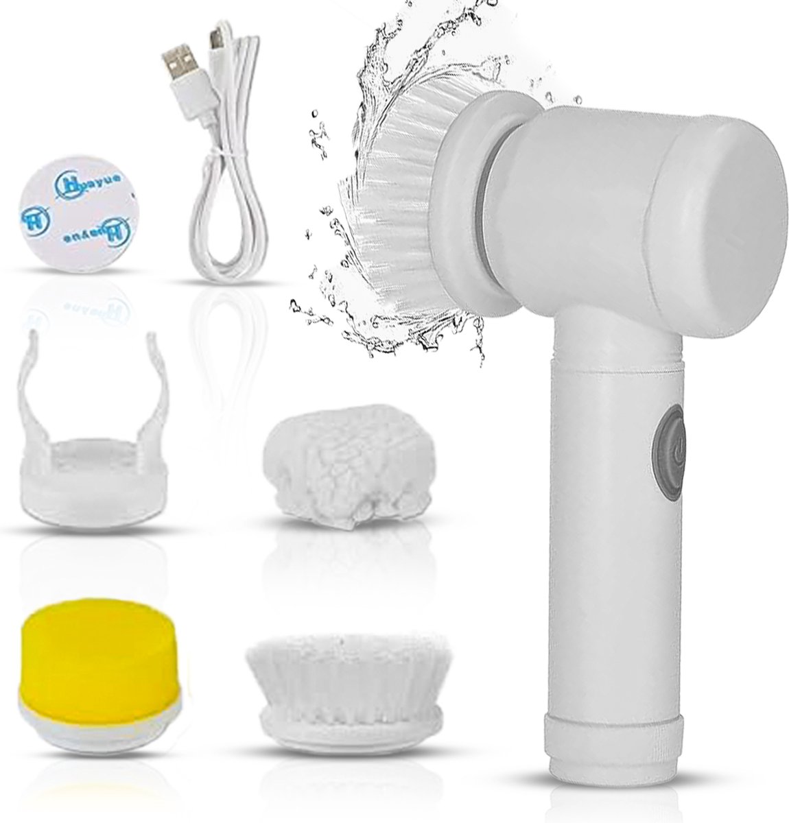 Goedkoopste Elektrische Schoonmaakborstel – 5 Opzetstukken – USB Oplaadbaar – Waterdicht – Voor Badkamer, Keuken & Auto