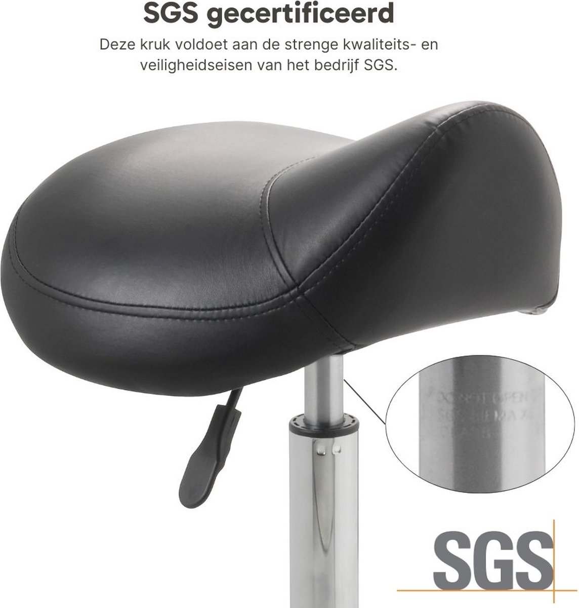 ZenGrowth ergonomische zadelkruk met hoge gasveer zwart - afbeelding 3