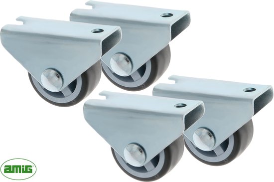 Roulettes pour meubles 30 mm - Set de 4 roulettes fixes - Pneu en caoutchouc - Construction de meubles DIY - Sans traces - Lisse