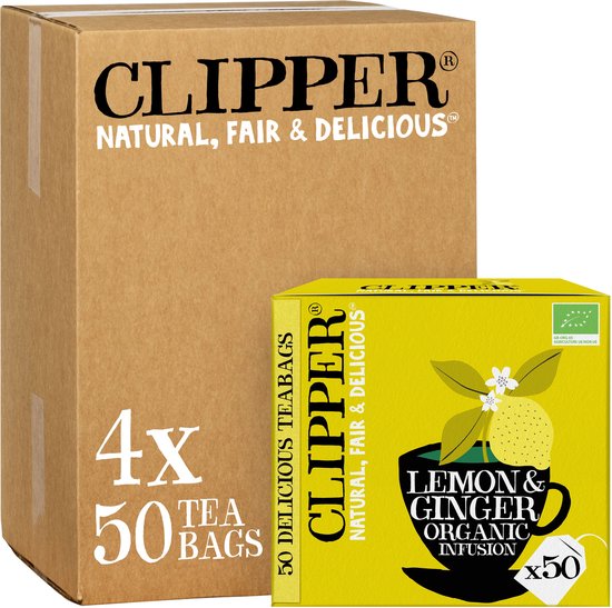 Clipper - Biologische Thee - Lemon & Ginger - Citroen & Gember - 4x 50 theezakjes