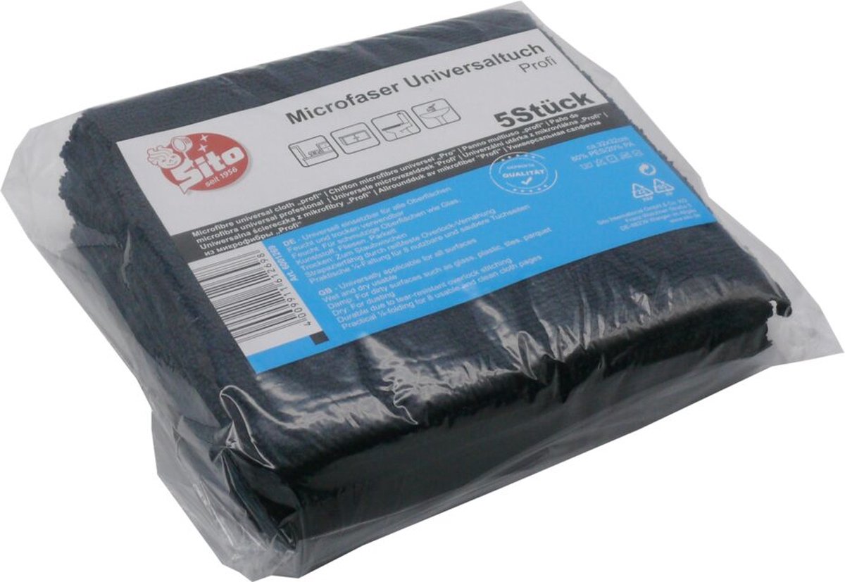 Goedkoopste Microvezeldoekjes profi zwart 5 stuks - 32x32cm.