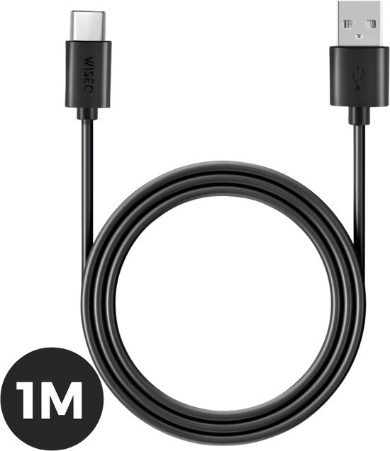 USB-A naar USB-C oplaadkabel 1m snel laden en data-overdracht, geschikt voor iPhone 15/16/17 en Samsung zwart