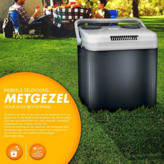 Elektrische Koelbox - 32 Liter Koelbox Elektrisch 12V 230 Volt - Koelbox Auto - Coolbox Met Verwarmingsfunctie en Lichtgewicht - Koelt & Verwarmt - Mini Koelkast - Grijs van Adler — afbeelding 5