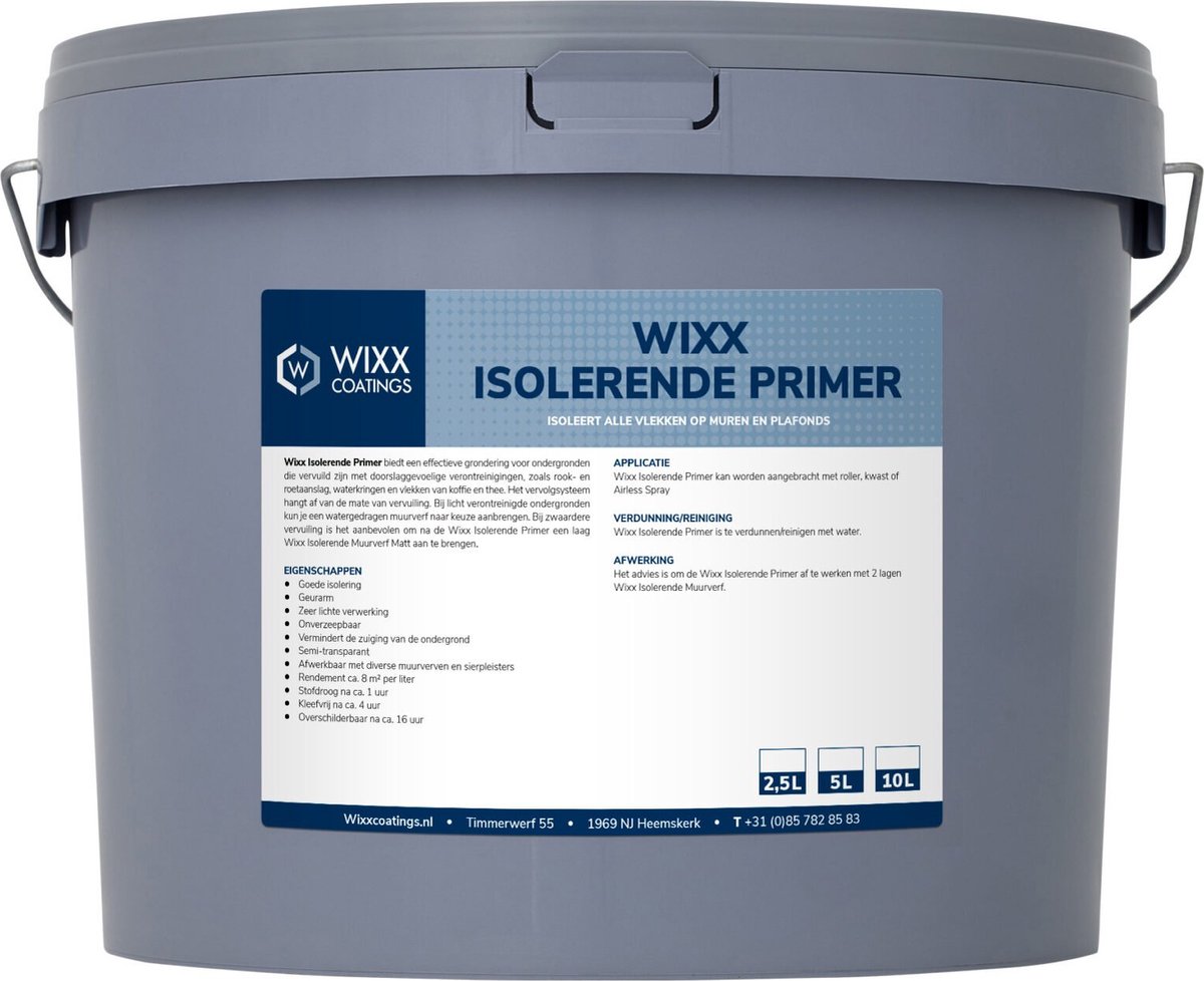 Wixx Isolerende Primer - 2.5L - RAL 7035 | Lichtgrijs
