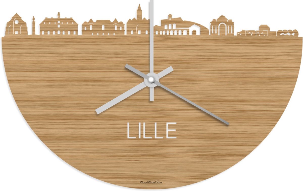 Skyline Klok Lille Bamboe hout - Ø 40 cm - Stil uurwerk - Wanddecoratie - Meer steden beschikbaar - Woonkamer idee - Woondecoratie - City Art - Steden kunst - Cadeau voor hem - Cadeau voor haar - Jubileum - Trouwerij - Housewarming - WoodWideCities
