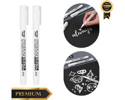 GUAPÀ® Markers Stiften 2 stuks | Stift Wit | Stiften Watervast | Textiel Stift | Tekenen | Schrijven | Versier Pennen | Metallic Markers | Markeerstiften | 2 Stuks Versier Markers White