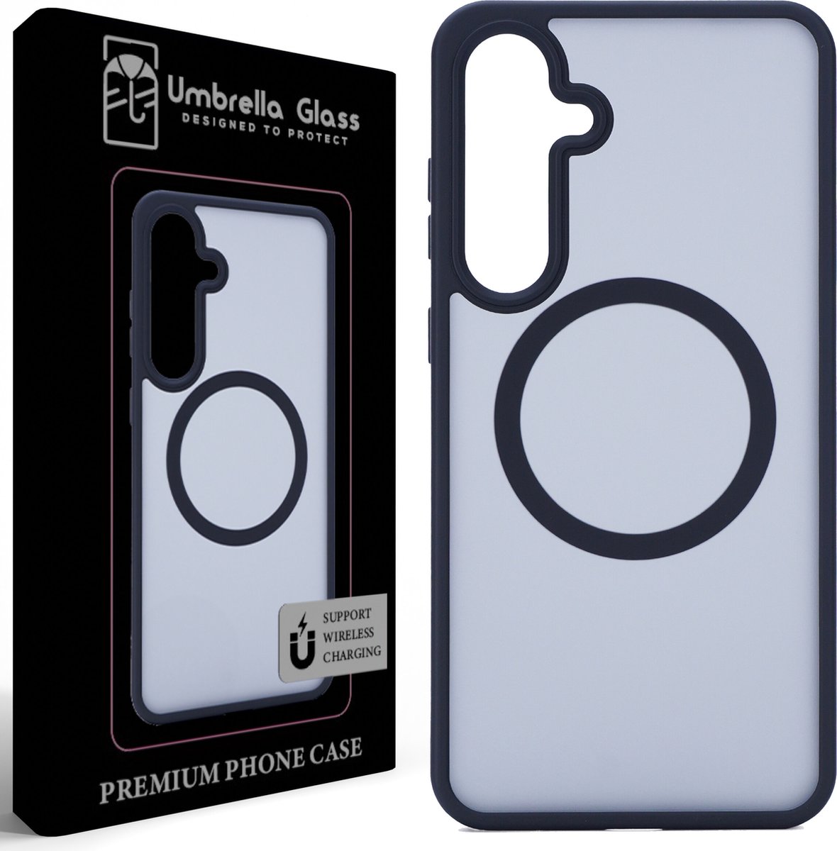 Umbrella Glass - Black Mysterie Magnetic Shield hoesje - Geschikt voor Samsung S24 Plus