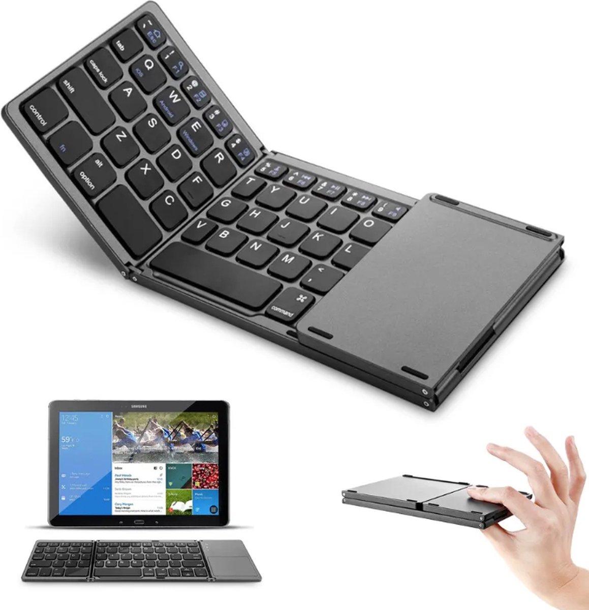 IMENGINE®Opvouwbaar Bluetooth Toetsenbord met Touchpad – draadloos toetsenbord - QWERTY Keyboard – Voor Smartphone, Tablet & Laptop – Lichtgewicht & Compact – Zwart thumbnail 3