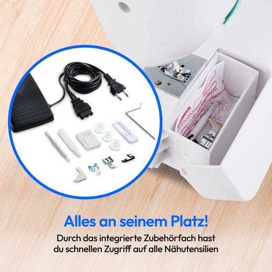 MEDION naaimachine met vrije arm SM60 (60 watt, 60 verschillende steekpatronen met knoopsgaten, led-naailampje, automatische draadinrijger, achteruitrijgknop, draadafsnijder, MD10689)