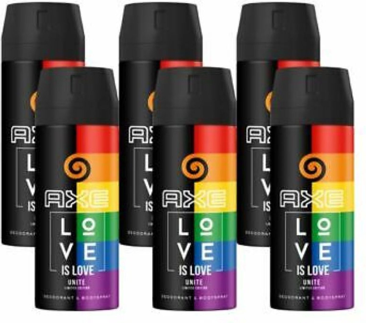 Goedkoopste Axe Unite Deodorant Bodyspray 150ML - Voordeelverpakking 6 stuks