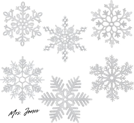 FINGOOO 12 stks 3D Kerst Sneeuwvlok Opknoping Decoraties voor Xmas Vakantie Nieuwjaar Party Supply