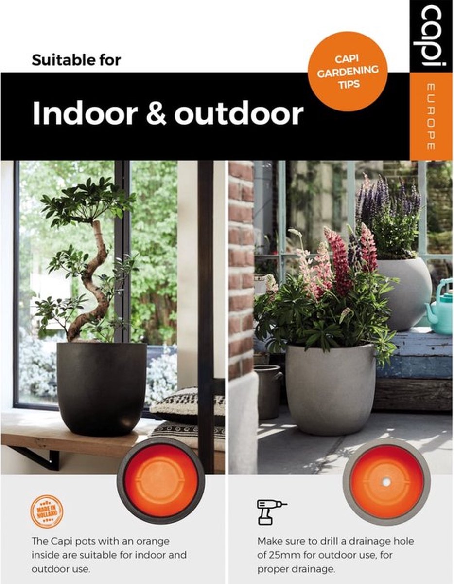 Capi Europe - Bloempot Bol Smooth Nl - 43x41 - Warm Taupe
