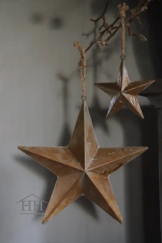 Robuuste roestige ster - Ø31 cm - kerstster inclusief ophanglusje - kerstboom decoratie - roestige sterren - kerstaccessoires voor binnen