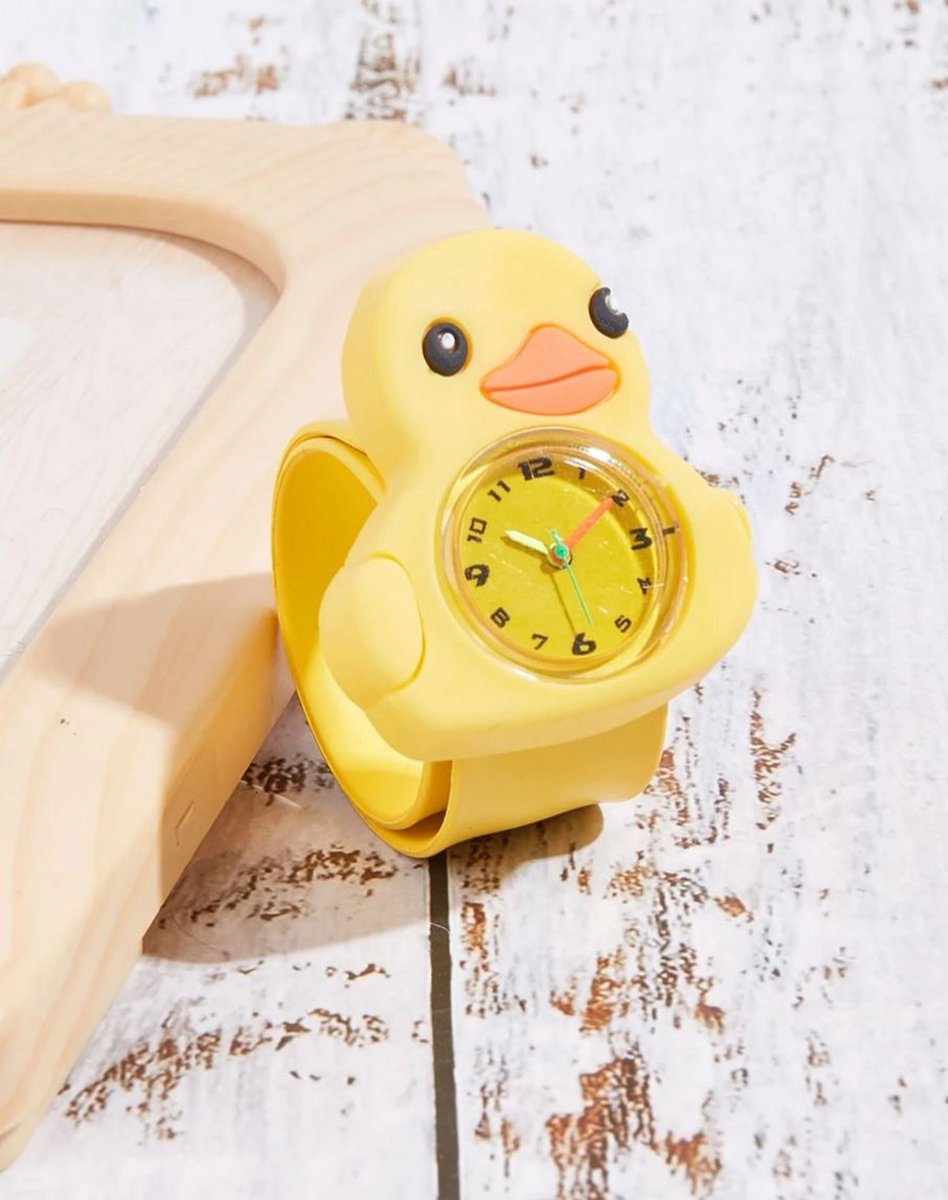 Klaparmband horloge eendje geel