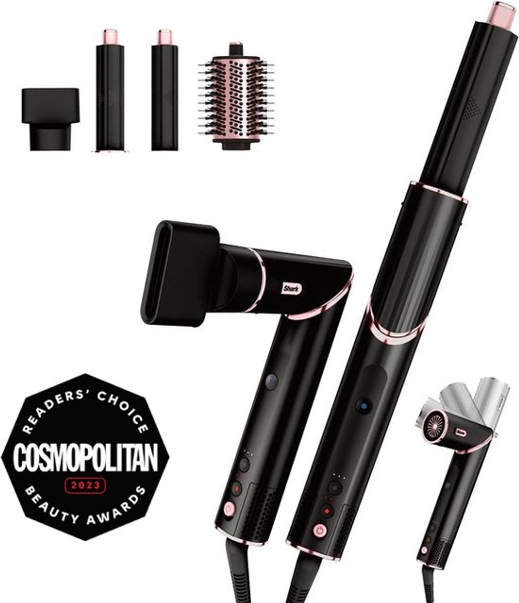 Shark FlexStyle 3-in-1 Föhn en Multistyler - Airstyler Concentrator Volumeborstel - met Reisetui - Zwart/Rose - HD424EU