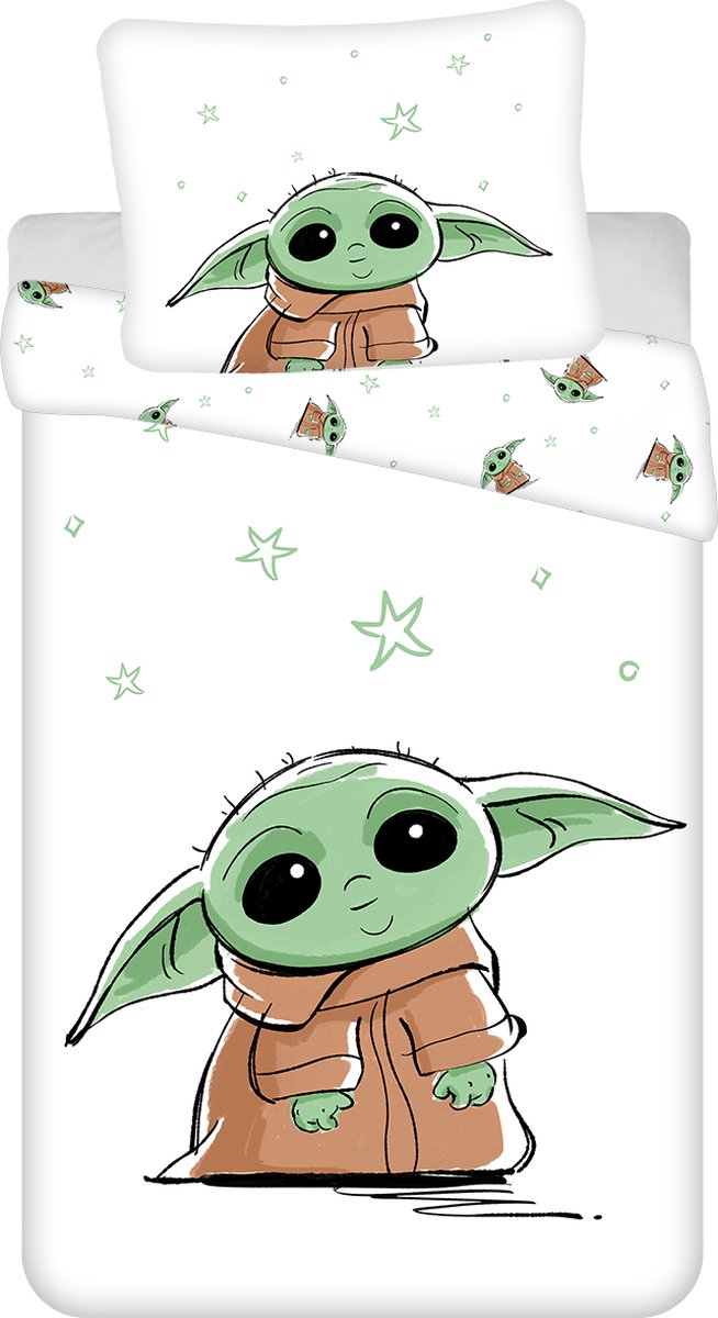 Star Wars Dekbedovertrek Baby Yoda- 140 x 200 cm - 70 x 90 cm - Katoen