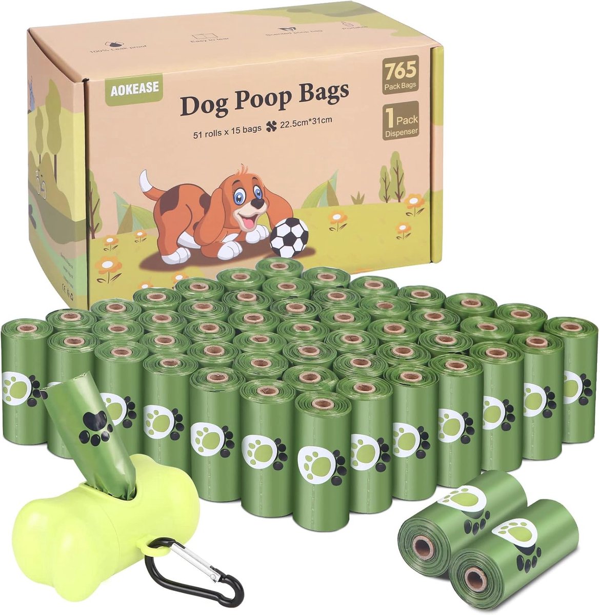 Hondenpoepzakjes 765 stuks met dispenser - Biologisch afbreekbare en sterke poepzakken voor honden