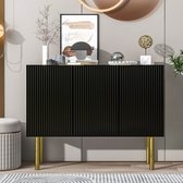 Sweiko Modern dressoir met robuust MDF, verstelbare planken en metalen poten, geschikt voor eetkamer, woonkamer en keuken, zwart