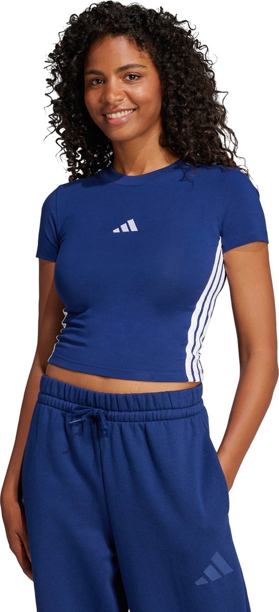 Adidas Sportswear Essentials 3-Stripes Slim-Fit Baby T-Shirt - Dames - Blauw