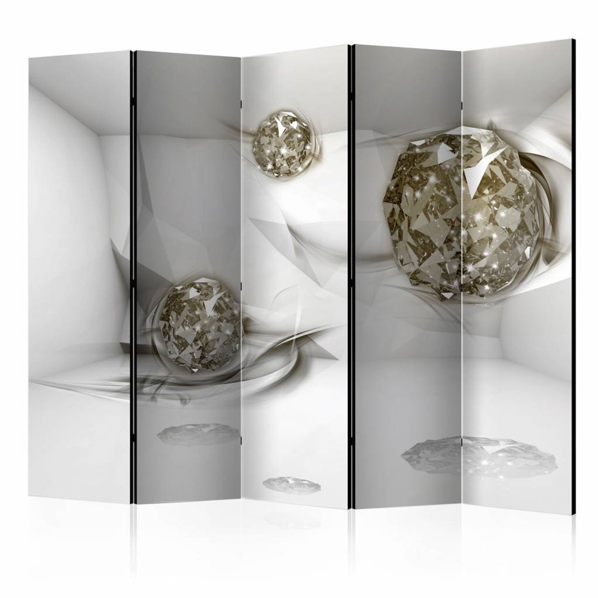 Vouwscherm - Abstracte diamanten 225x172cm , gemonteerd geleverd, dubbelzijdig geprint (kamerscherm)