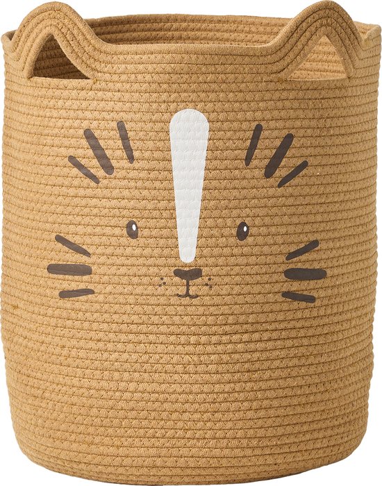 Vertbaudet Panier de rangement XL en corde de coton Tigre