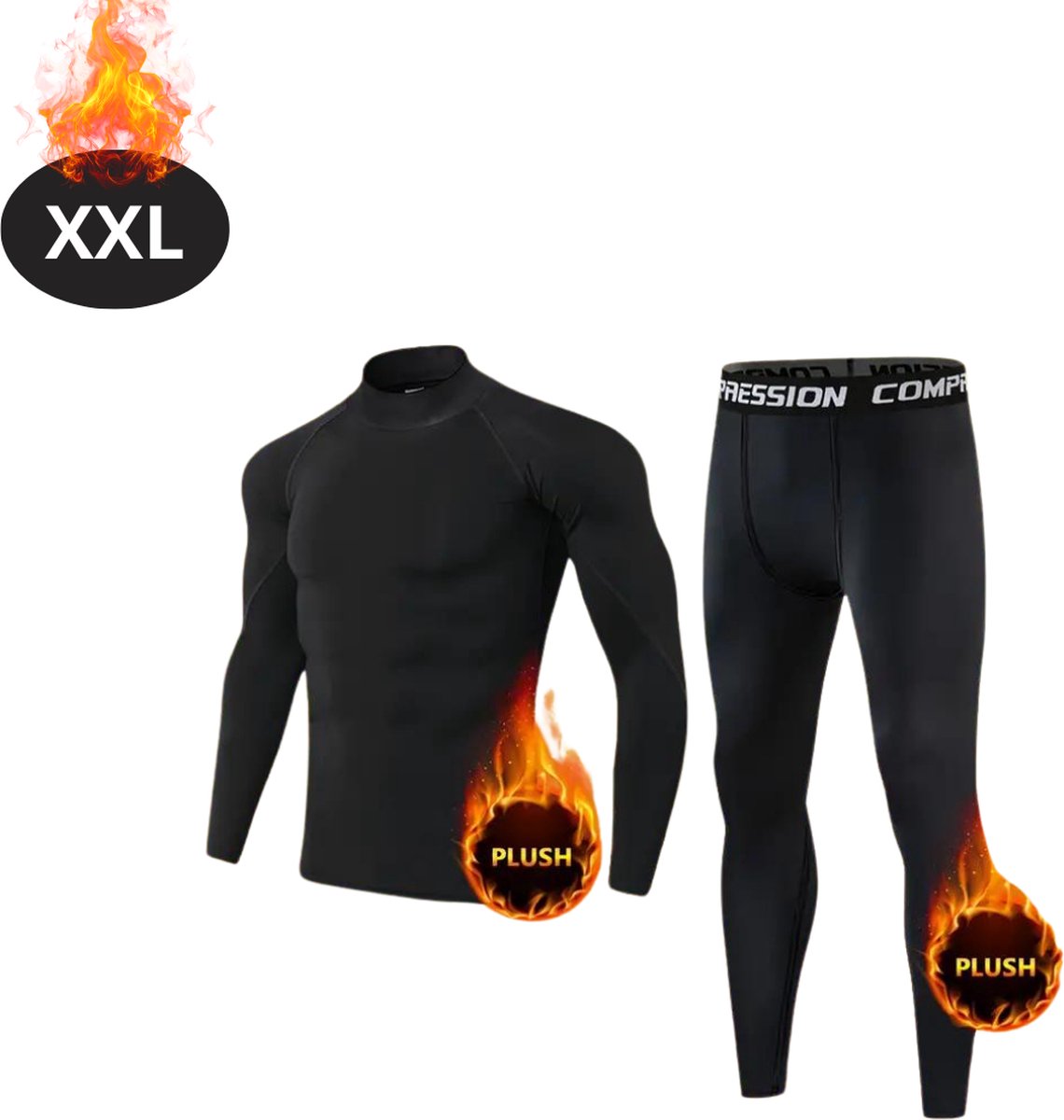 Bovista Thermokleding Heren – Thermobroek – Thermoset – Thermolegging – Winter – Thermoshirt – Zwart – XXL