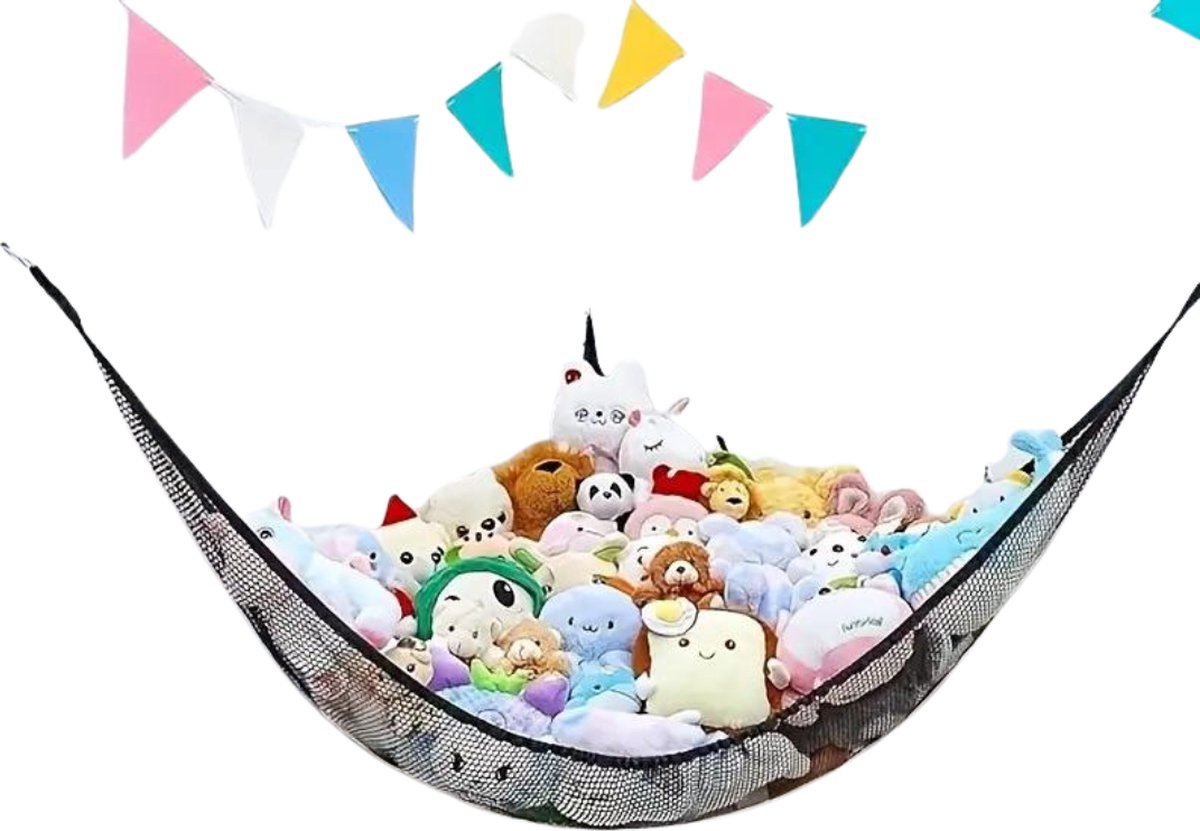 Bovista Knuffel Net - Hangmat - Speelgoed - Opbergsysteem - Hangmat Voor Knuffels - Organizer - Zwart - 55 Inch