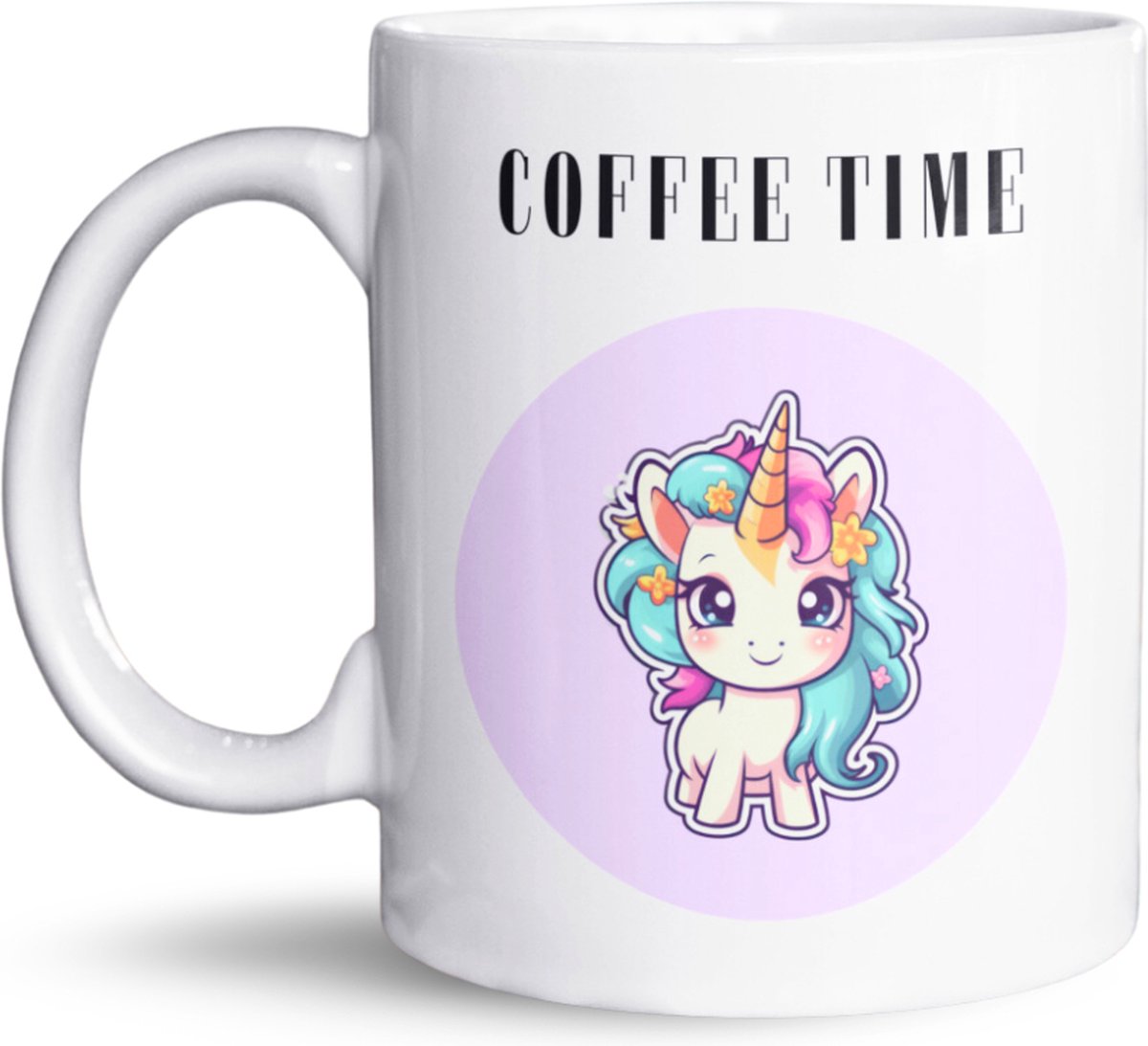 NietMokken.nl - Grappige Eenhoorn / Unicorn Mok - Coffee Time - Leuk Cadeau voor Koffieliefhebbers en Eenhoorn Fans - Keramische Mok 325 ml (11oz) - Perfect voor Kinderen en Volwassenen - Cadeau Idee - Leuke koffiebeker / theetas - voor Man of Vrouw