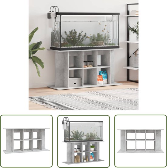 The Living Store Support pour Aquarium Béton Gris Fini Bois - 120x40x60 cm - Trendy Design