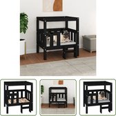 vidaXL Hondenmand - Hondentuinhuis - Hondenmand 65,5x43x70 cm massief grenenhout zwart - Hondenhok - Luxe Hondenmand - Houten Hondenmand