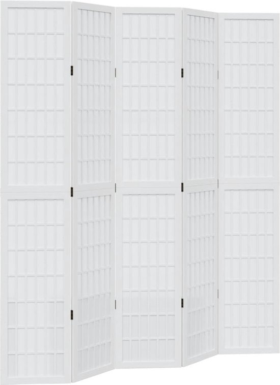Kamerscherm met 3 panelen massief paulowniahout wit