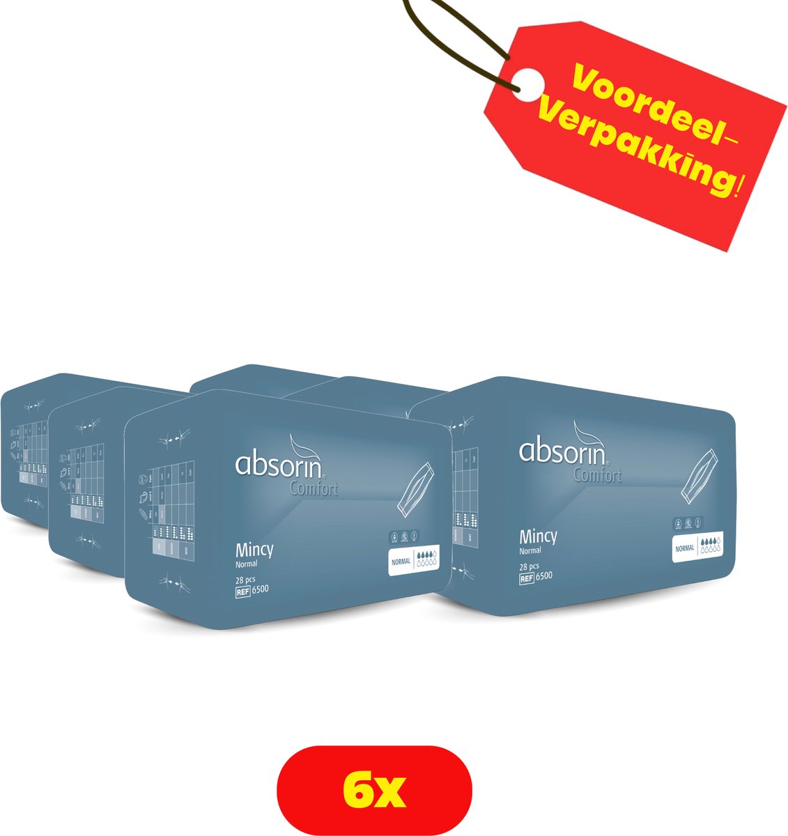 Goedkoopste 6X Absorin Mincy Normal inlegverband (man) - 6 X 28 stuks Voordeelverpakking!