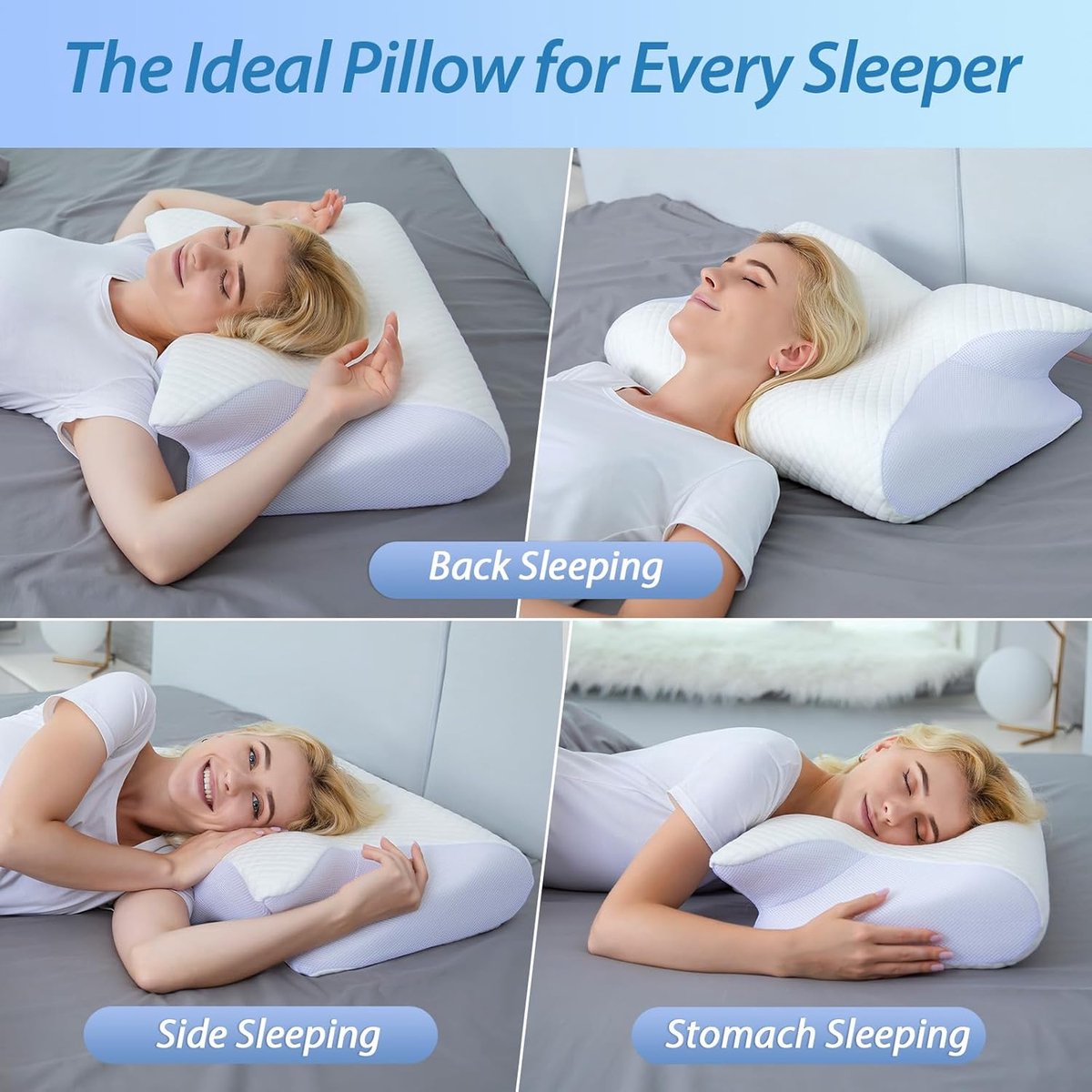 Oreiller cervical ergonomique 2 en 1 et oreiller en mousse à mémoire de forme pour un