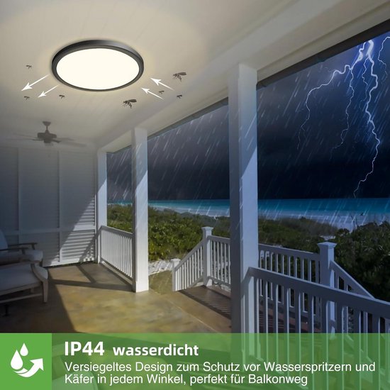 NIBSHOOM Plafondlamp Met Radar Bewegingssensor, Ronde Led Voor Binnen 24 W Schemersensor 3000 K 4000 K 6500 K Ip44 Bewegingsmelder Hal Kast Keuken En Garage 30 Cm 1602800058