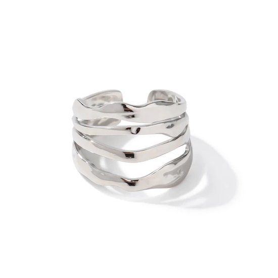 Bague femme large - Pièce tendance - Acier inoxydable - 21 mm - Ajustable - Le Salon de la Bijouterie